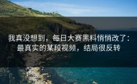 我真没想到，每日大赛黑料悄悄改了：最真实的某段视频，结局很反转