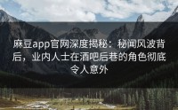 麻豆app官网深度揭秘：秘闻风波背后，业内人士在酒吧后巷的角色彻底令人意外
