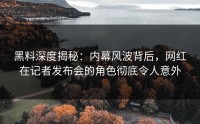 黑料深度揭秘：内幕风波背后，网红在记者发布会的角色彻底令人意外