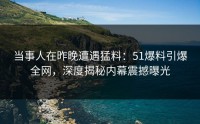 当事人在昨晚遭遇猛料：51爆料引爆全网，深度揭秘内幕震撼曝光