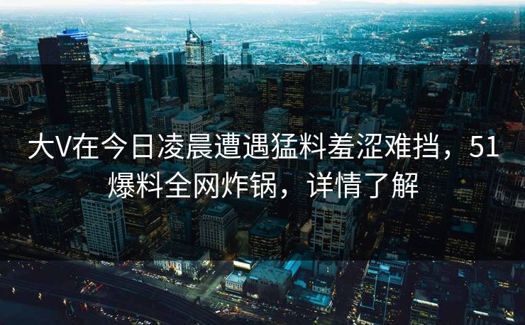 大V在今日凌晨遭遇猛料羞涩难挡，51爆料全网炸锅，详情了解