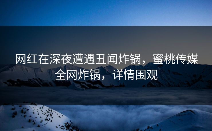 网红在深夜遭遇丑闻炸锅，蜜桃传媒全网炸锅，详情围观