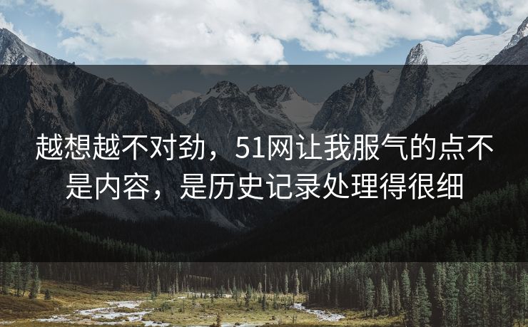 越想越不对劲,51网让我服气的点不是内容,是历史记录处理得很细 越想越不对劲,51网让我服气的点不是内容,是历史记录处理得很细
